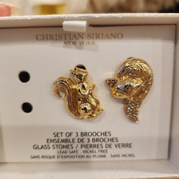 NEW Christian Siriano Set of 2 Gold Animal Brooches - Picture 3 of 5